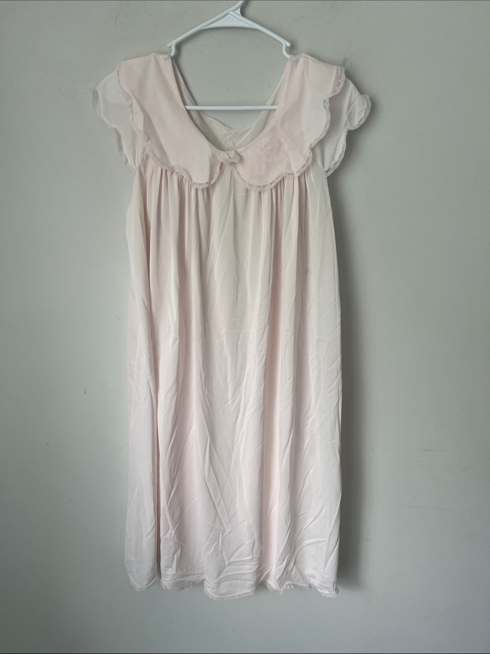 Soft Pink Women's Nightgown with Ruffle Collar